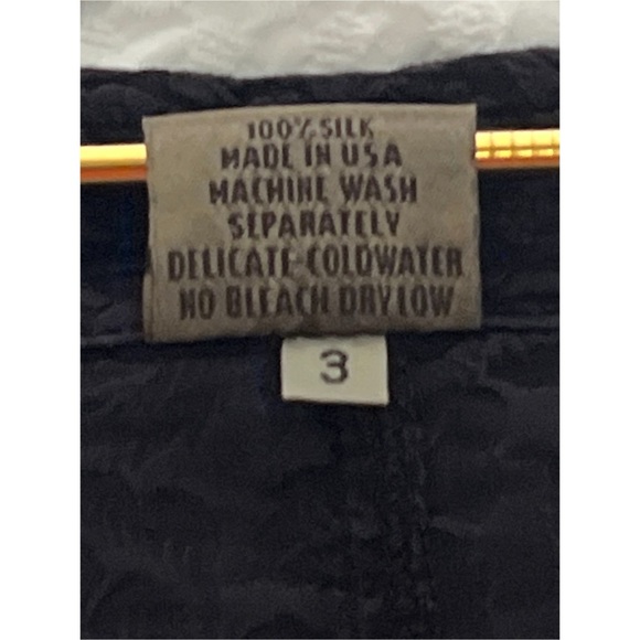 URU Venice Top Women’s Size 3 Black Textured Silk Floral Jacquard Lagenlook - Picture 12 of 13